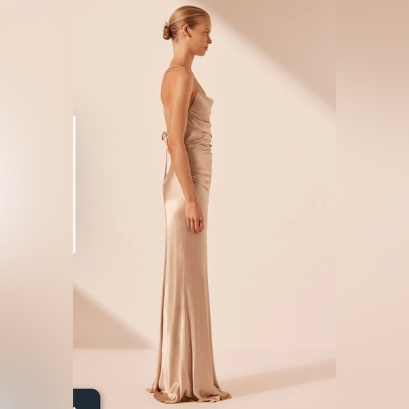 Shona Joy La Lune Lace Back Maxi Dress- Gold - Picture 3 of 8